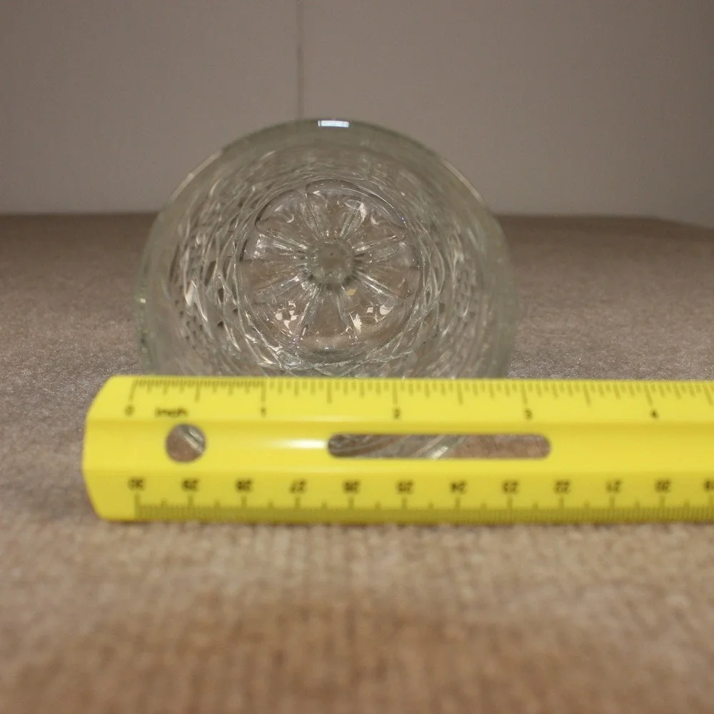 Vintage Clear Pressed Glass Goblet Diamond Cut Pattern Stemware Water Wine Glass